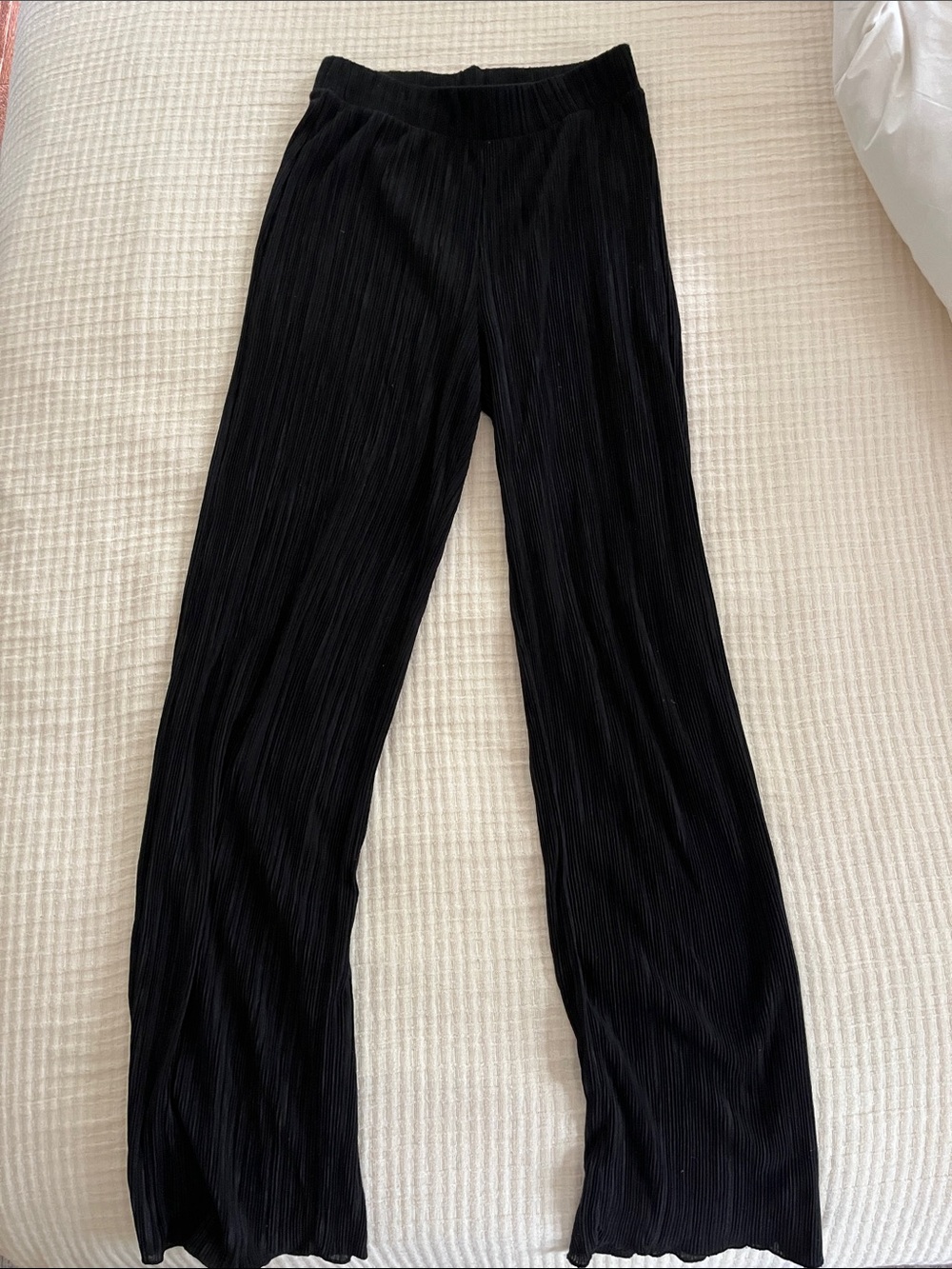 Zara Black Microplisse Pants size S long